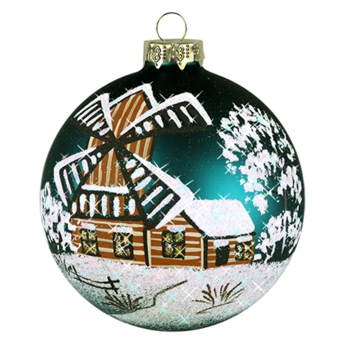 Шар стеклянный декорированный Декарт Мельница 100 в52