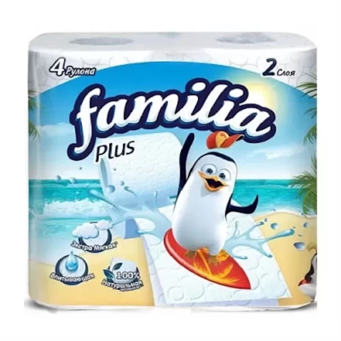 Туалетная бумага Familia plus белая двухслойная