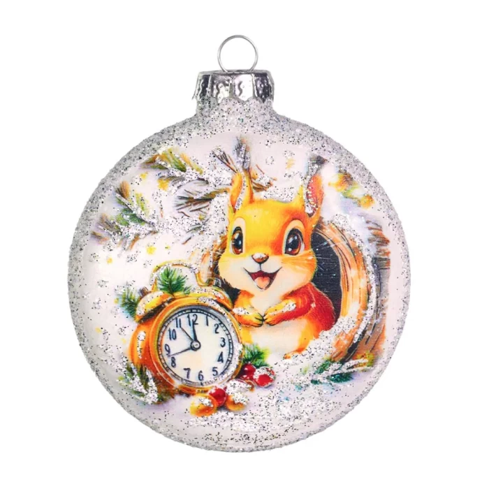 Елочная игрушка стеклянная декорированная Медальон В ожидании нового года