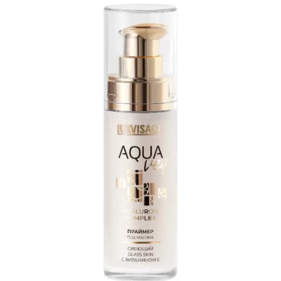 Праймер под макияж сияющий LUXVISAGE AQUA veil HYALURON COMPLEX glass skin с витамином Е 30 г