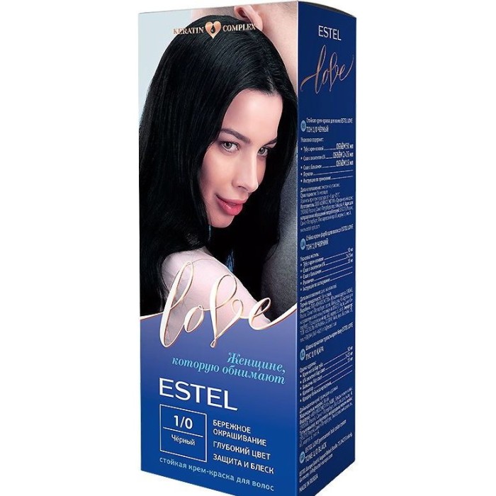 Стойкая крем-краска для волос ESTEL LOVE тон 1/0 "Чёрный"