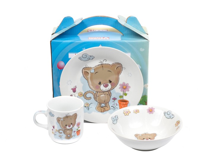 НАБОР ДЛЯ ЗАВТРАКА фарфоровый детский 3 пр.: тарелка 18 см, салатник 15,3 см, чашка 2