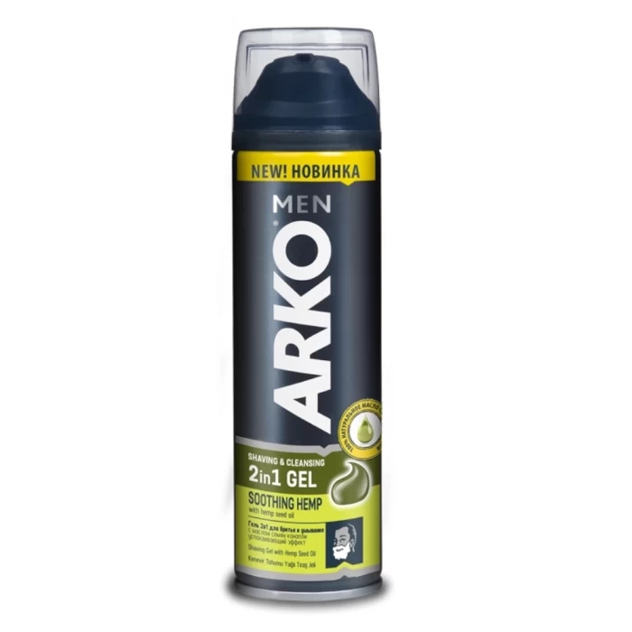 Гель для бритья и умывания Arko Men Hemp 2в1 С маслом семян конопли 200мл
