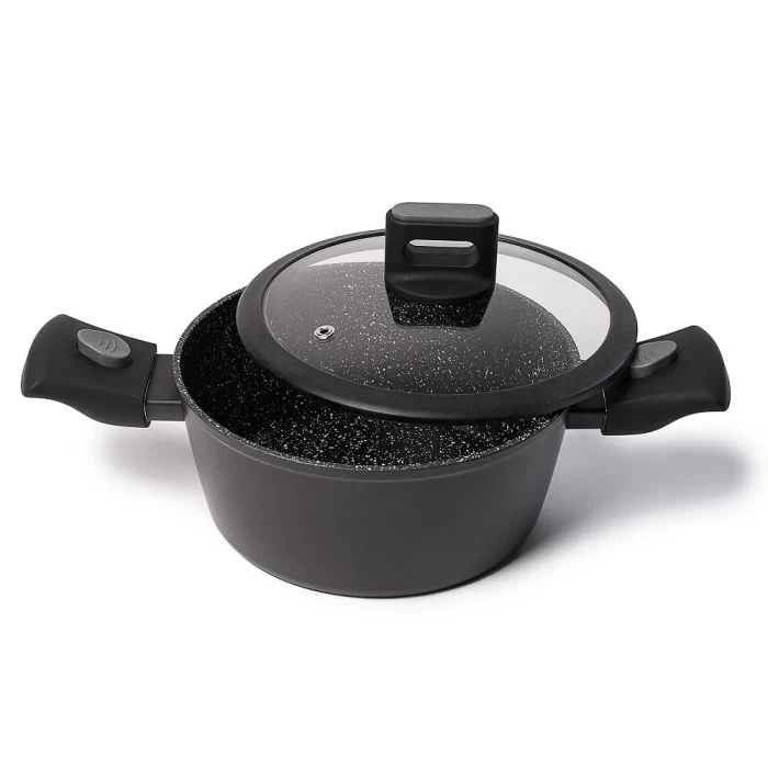 Кастрюля черная со съемными ручками и крышкой ТМ "ЦУМ" 2.4 л 