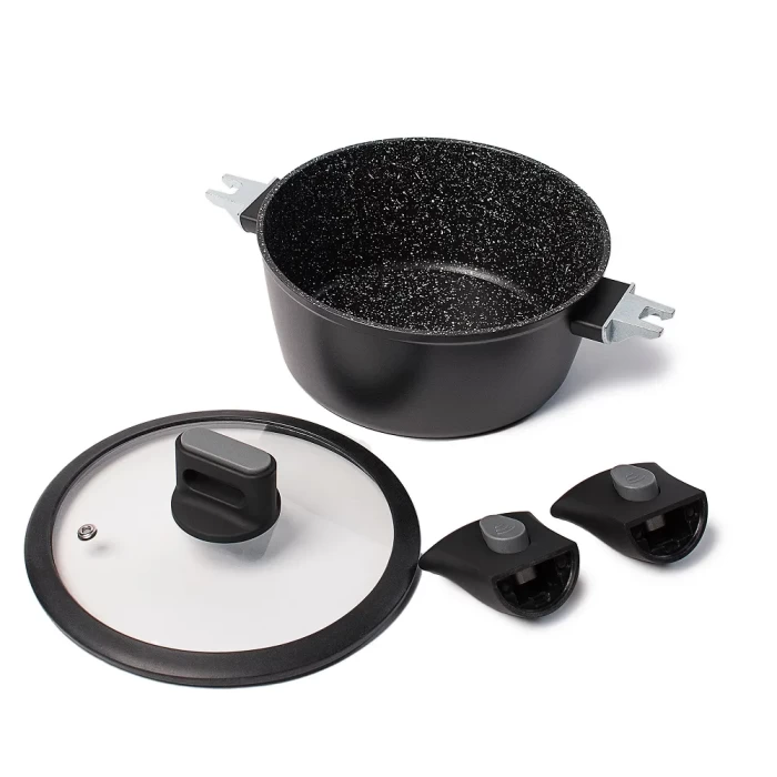 Кастрюля черная со съемными ручками и крышкой ТМ "ЦУМ" 2.4 л 