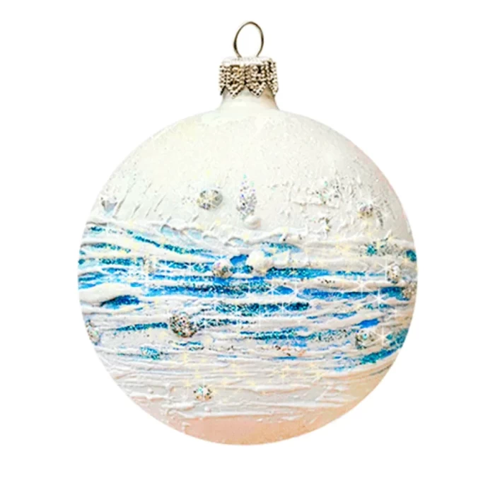 Шар стеклянный декорированный Декарт Снежок 100 в31