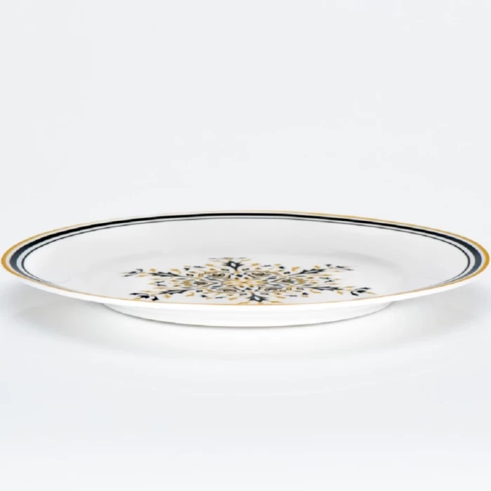 Тарелка десертная фарфоровая Золотые снежинки 19см