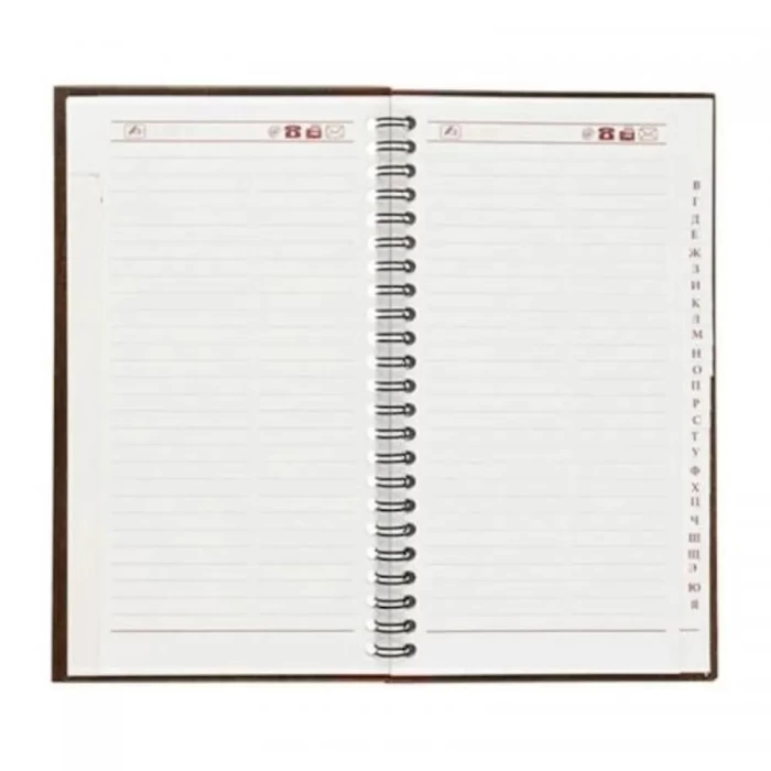 Телефонная книга Коричневая имитация кожи 115х205мм 48 листов