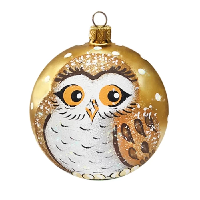 Шар стеклянный декорированный Декарт Сова 100 в9