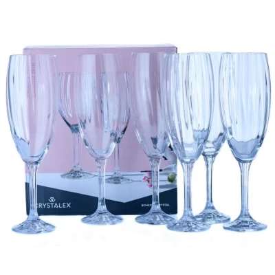 Набор бокалов для шампанского Crystalex Magnolia optic 6шт 210мл 