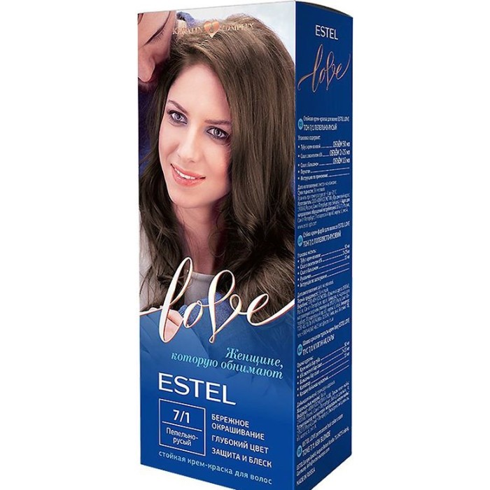 Стойкая крем-краска для волос ESTEL LOVE тон 7/1 "Пепельно-русый"