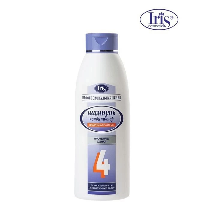 Шампунь IRIS для ослабленных и обесцвеченных волос №4 “Шелковый блеск” с протеинами шёлка,1000мл