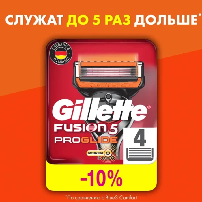 Сменные кассеты для бритья Gillette Fusion ProGlide Power Red  4шт