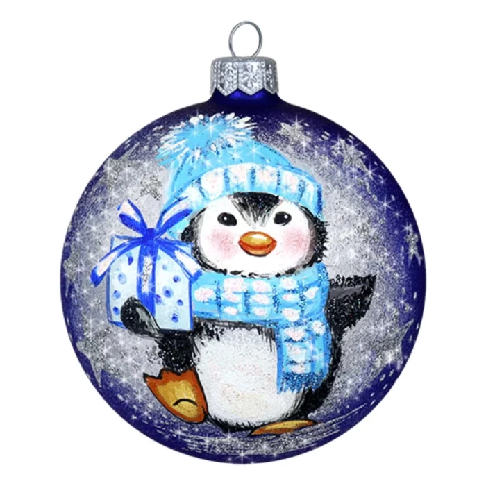 Шар стеклянный декорированный Декарт Пингвин 100 в40