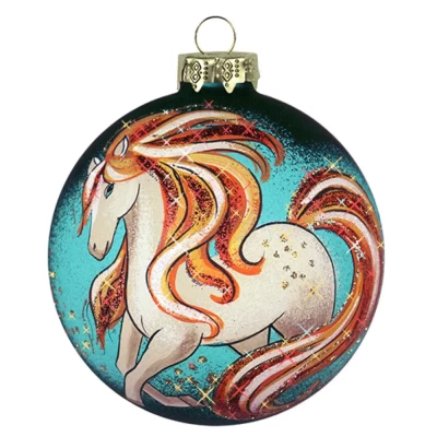 Шар стеклянный декорированный Декарт Огненная лошадь 100 в59