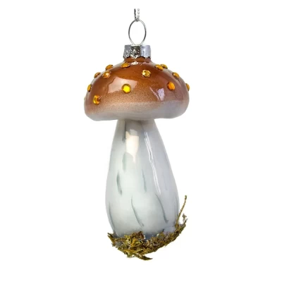 Елочная игрушка стеклянная декорированная Гриб