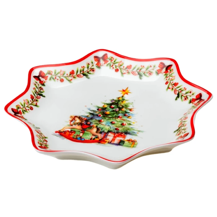 Блюдо фарфоровое Belbohemia Елка 20см