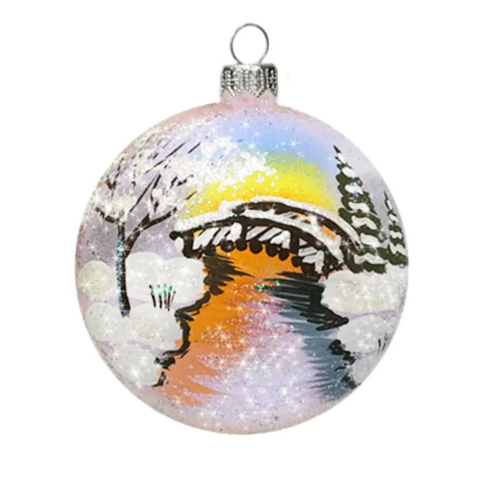 Шар стеклянный декорированный Декарт Серебряная речушка 100 в33