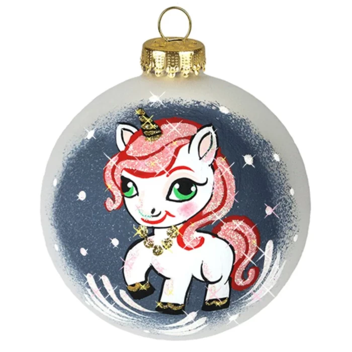 Шар стеклянный декорированный Декарт Единорожка 80 в55