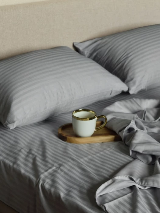 Комплект постельного белья YOTSUBA Полоса Евро Серый