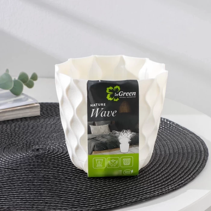 Горшок для цветов InGreen  Wave со съемным поддоном белоснежный