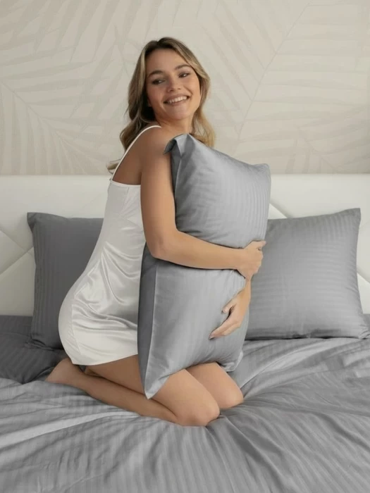 Комплект постельного белья YOTSUBA Полоса полуторный Серый