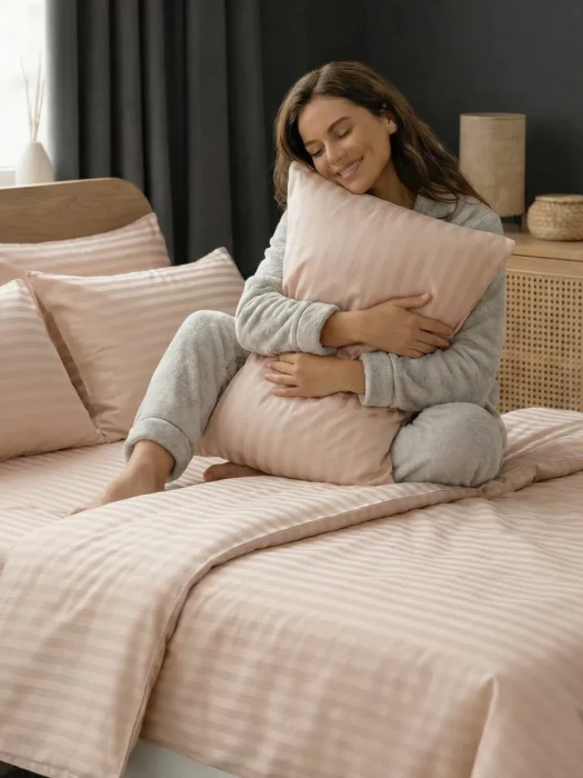 Комплект постельного белья YOTSUBA Полоса двуспальный Бежевый