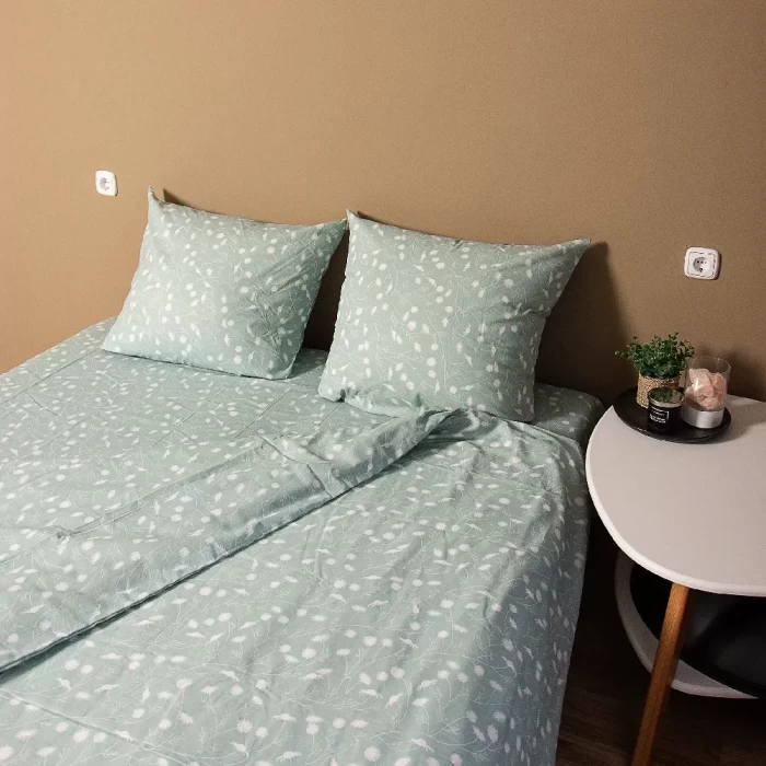 Комплект постельного белья Двуспальный ТМ "ЦУМ" Одуванчики простынь на резинке 8482