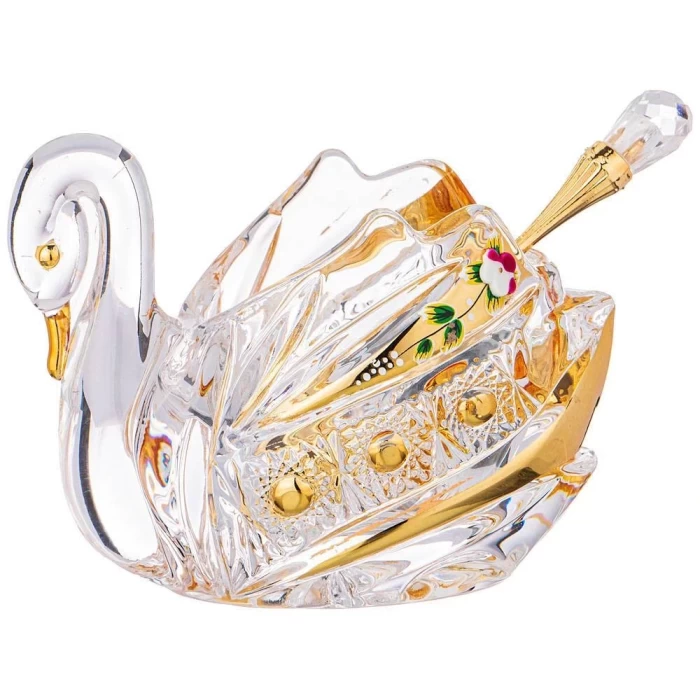 Икорница с ложкой Лебедь Lefard Gold Glass 195-123