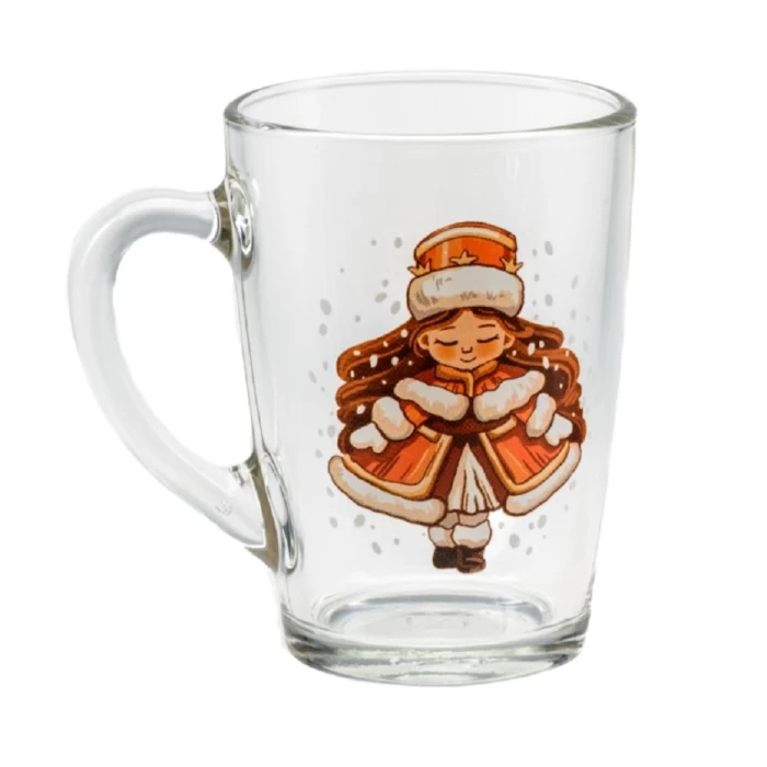 Кружка стеклянная Belbohemia Капучино. Новогодние игрушки 300мл