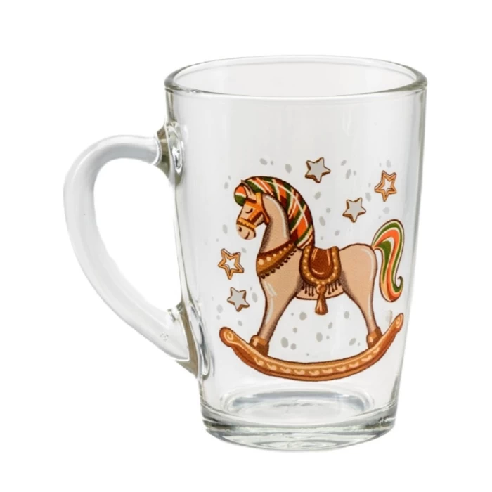 Кружка стеклянная Belbohemia Капучино. Новогодние игрушки 300мл