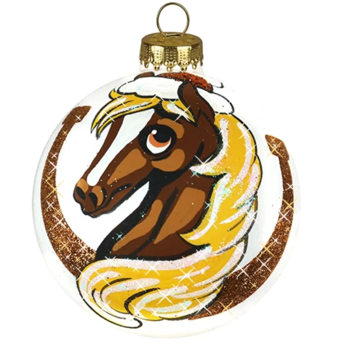 Шар стеклянный декорированный Декарт Лошадь на счастье 80 в61