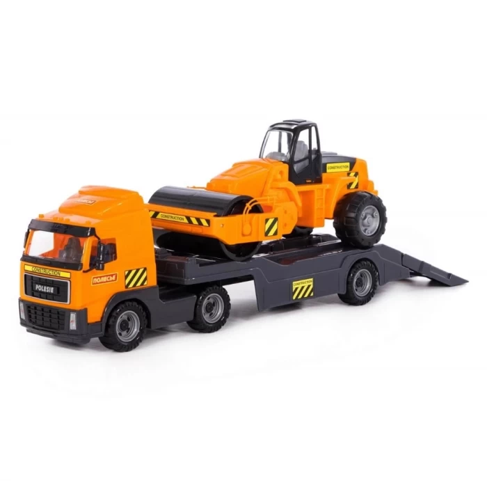 Автомобиль-трейлер + дорожный каток 