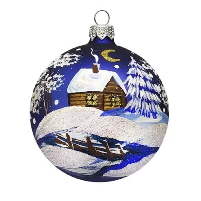 Шар стеклянный Dekart Зима синяя в4