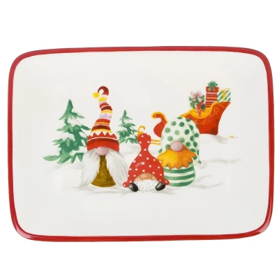 Блюдо Dolomite Рождественские гномы 20х15см