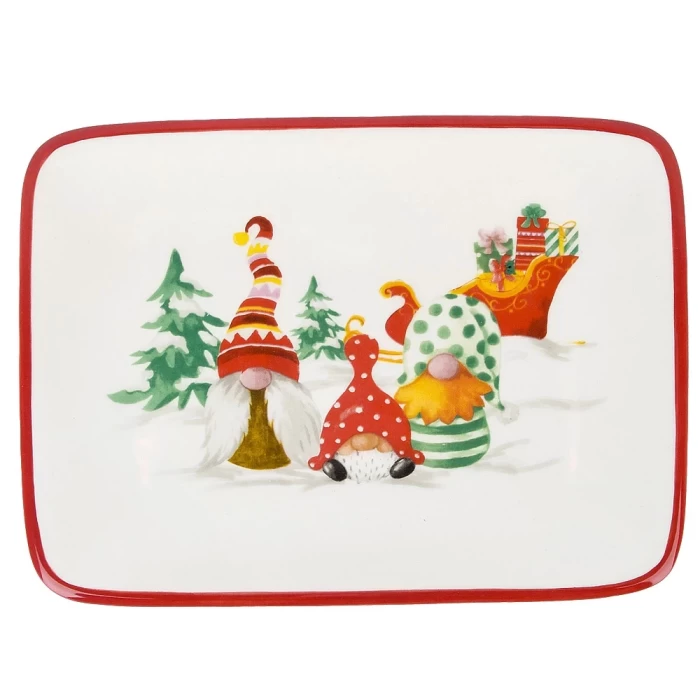 Блюдо Dolomite Рождественские гномы 20х15см