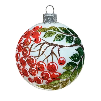 Шар стеклянный декорированный Декарт Рябина 80 в27