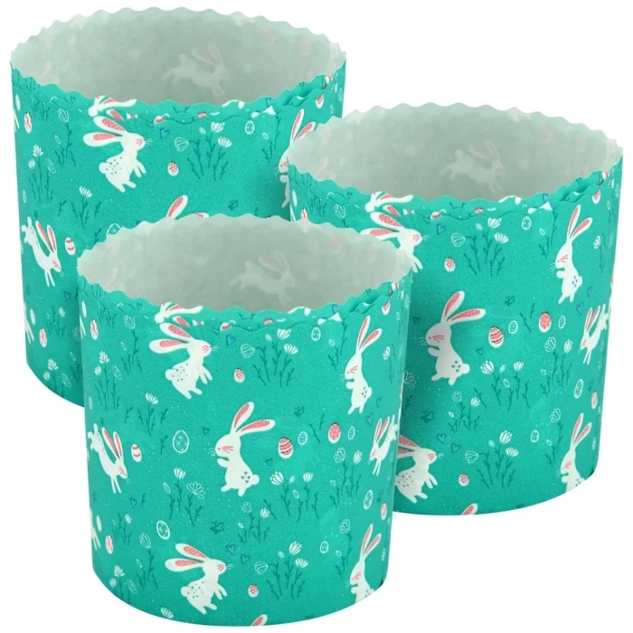 Форма для выпечки кулича бумажная Кролики 3шт