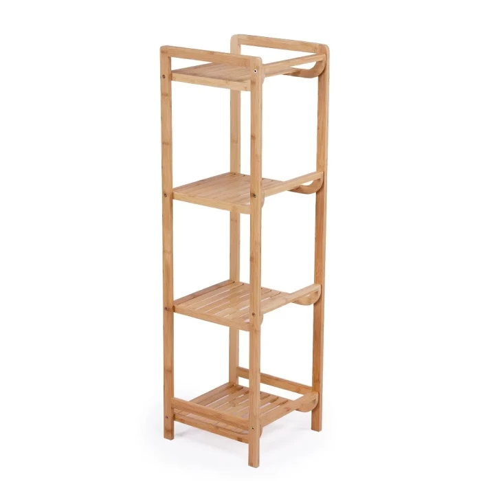 Стеллаж деревянный напольный для игрушек, для книг, этажерка для ванной, бамбук