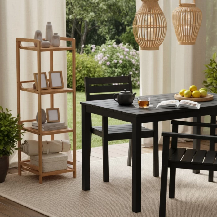 Стеллаж деревянный напольный для игрушек, для книг, этажерка для ванной, бамбук