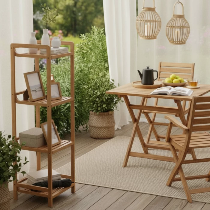 Стеллаж деревянный напольный для игрушек, для книг, этажерка для ванной, бамбук