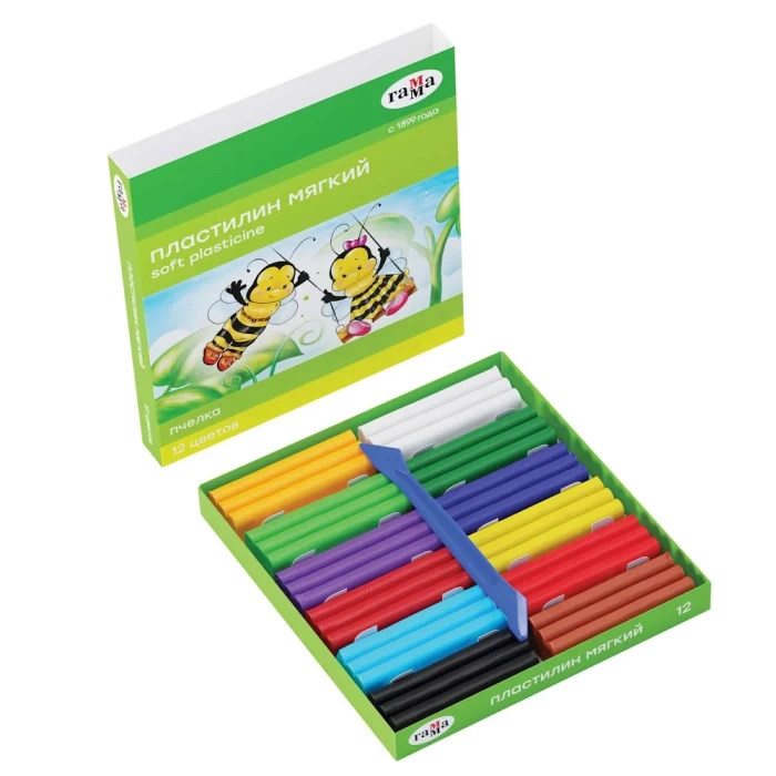 Пластилин Гамма Пчелка 12 цветов