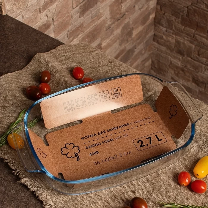Форма для запекания из жаропрочного стекла 2.7л с крышкой