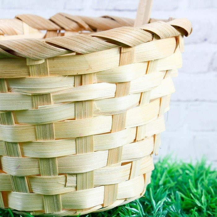 Корзина плетеная бамбук, D13xH9.5/28см натуральный