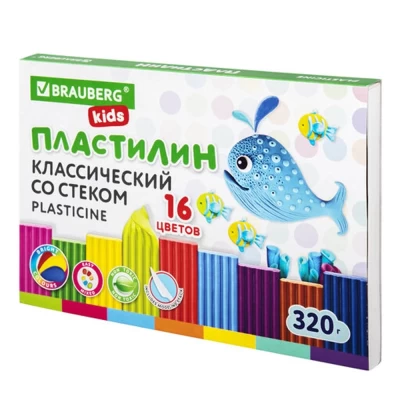 Пластилин классический Brauberg 16 цветов 106508