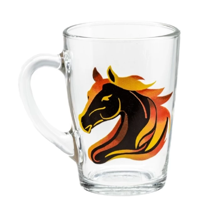 Кружка стеклянная Belbohemia Капучино Огненный конь 300мл
