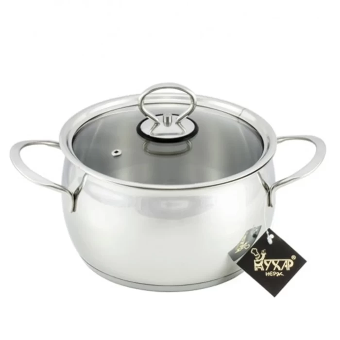 Кастрюля Кухар Магнолия Классика со стеклянной крышкой