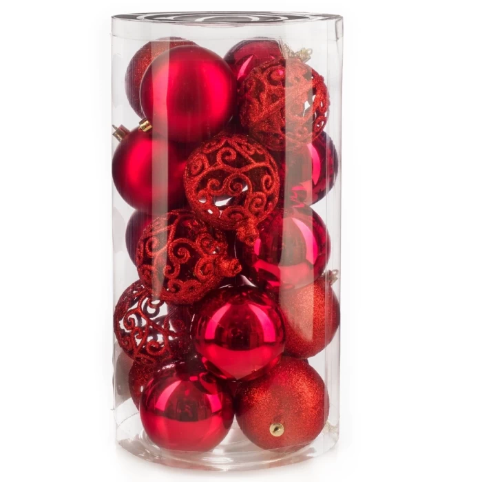 Набор новогодних шаров Ausini VT25-04018-3 красный 8см 20шт