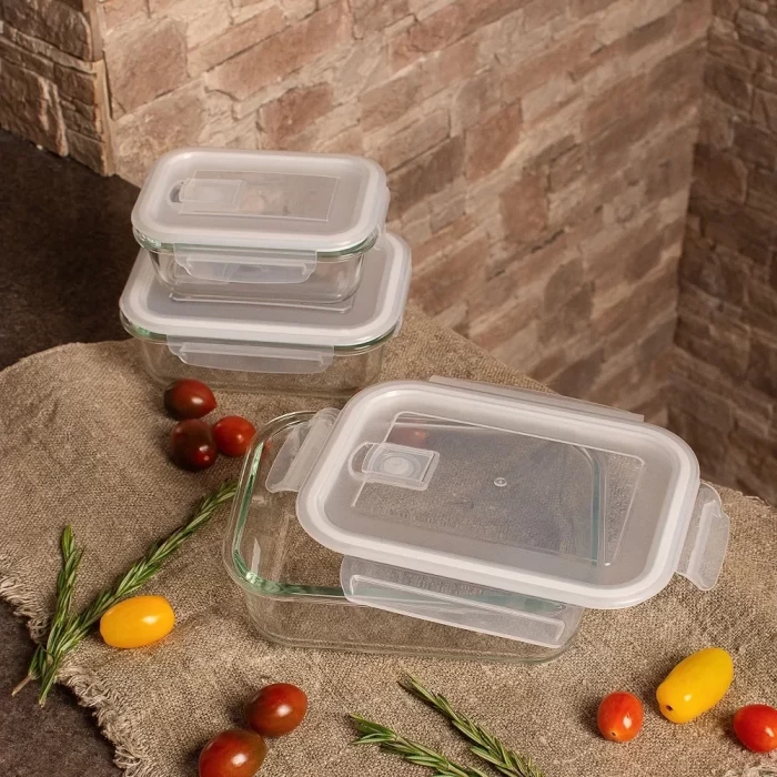 Набор контейнеров из жаропрочного стекла с крышками 3шт