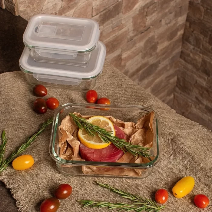 Набор контейнеров из жаропрочного стекла с крышками 3шт